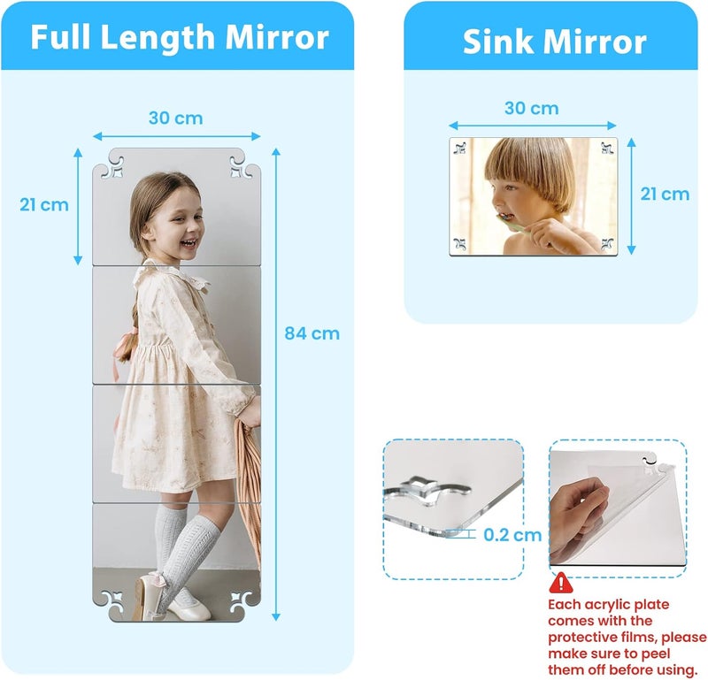 TPGP SNAIL GARDEN 5pcs Acrylic Plexiglass Wall Mounted Full Length Frameless Mirror Set - Image 2