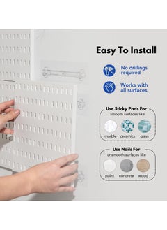 Wall Mounted Pegboard Organizer Set 60x42cm (23.6"x16.5") - Steel Frame Modular Storage with 18 Heavy-Duty Accessories, Non-Slip Kitchen/Garage/Office Wall Organizer, White & Rustproof Design - pzsku/ZE83238797E3D5172DB70Z/45/1741155565/fb13c8ed-49ae-4091-9fe1-025bcde461eb