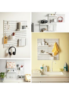 Wall Mounted Pegboard Organizer Set 60x42cm (23.6"x16.5") - Steel Frame Modular Storage with 18 Heavy-Duty Accessories, Non-Slip Kitchen/Garage/Office Wall Organizer, White & Rustproof Design - pzsku/ZE83238797E3D5172DB70Z/45/1741155570/9aac4f16-ed2a-4d7d-bbf3-39ed1fb8ae64