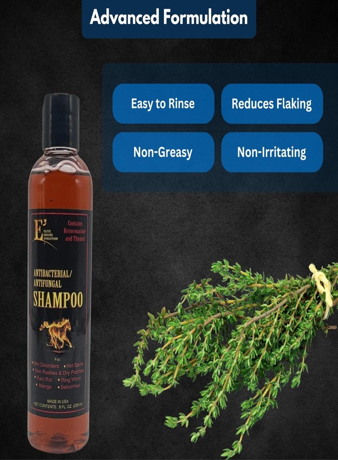 E3 شامبو E3 المضاد للفطريات كيتوكونازول وثيمول للعناية بالبشرة للخيول والكلاب - يخفف الحكة والتهيج والتهابات الجلد - مدعم بفيتامينات نانو A وC وE وF (8 أونصة) - Image 3