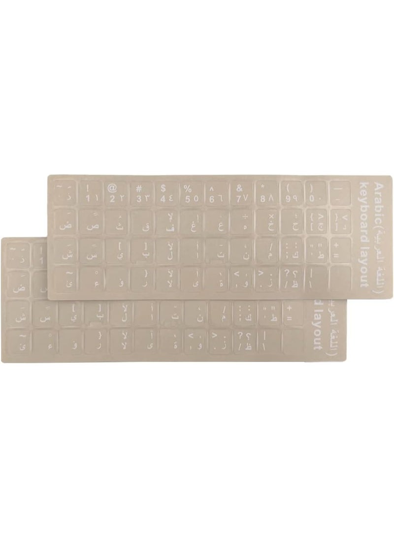 2-Pack Arabic Keyboard Letter Stickers Universal Keyboard Stickers with Transparent Background and White Letters for Computer and Laptop - 2-Pack - Arabic - Image 1