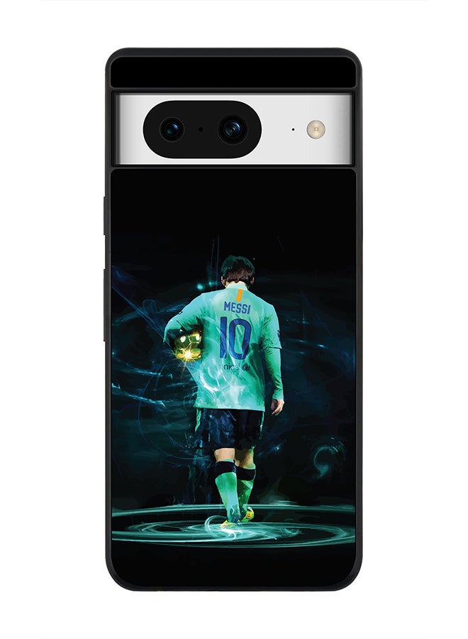 Stylizedd Rugged Black Edge case for Google Pixel 8, Custom Slim fit Flexible Anti Drop Thin Phone Case Cover - Golden Messi - Image 1