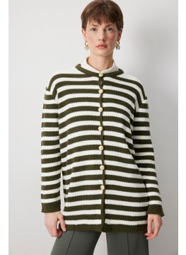Touche Gold Buttoned Striped Long Cardigan  - Image 4
