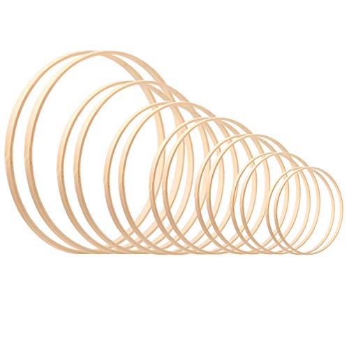 Rancco Rannco Wreath Rings 14 Pack 7 Sizes 4 5 6 7 8 9 10 lnch Wooden Bamboo Floral Hoop Wreath Macrame Craft Hoop Rings for DlY Dream Catcher Wedding Wr 