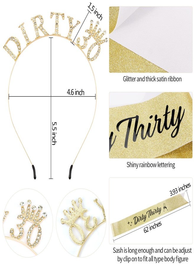 SuPoo 30th Birthday Sash & Tiara Kit - Dirty 30 Birthday Decorations for Her - Rhinestone Crown Headband & Gifts - Image 5