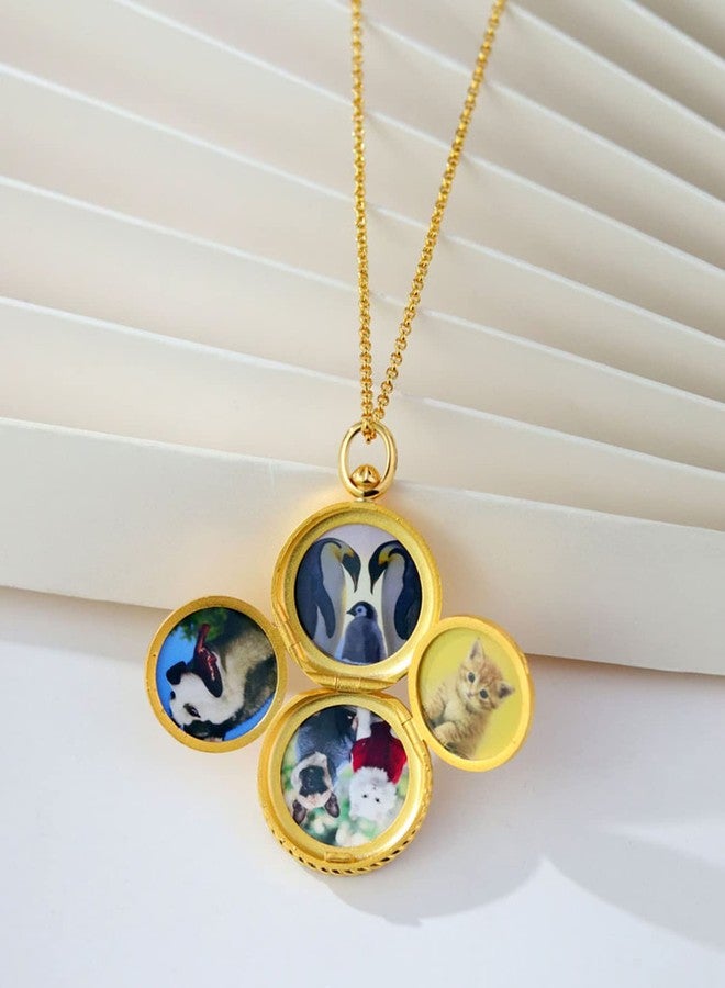 يوفينغ قلادة قابلة للتوسيع لحفظ الصور، تتسع لأربع صور، هدية مثالية لأعياد الميلاد، بتصميم زهرة عباد الشمس. - Image 4