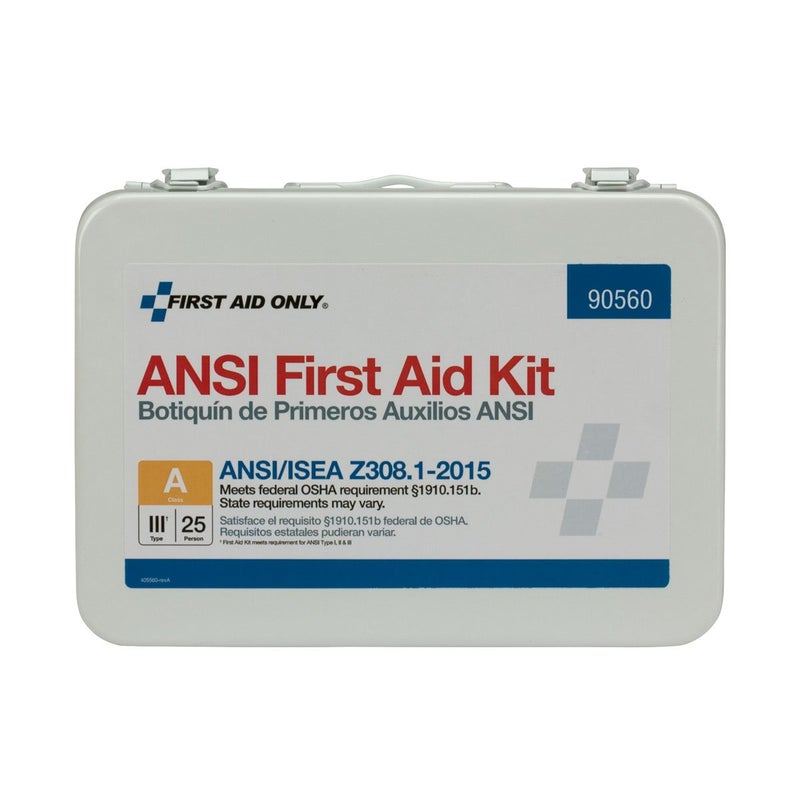 First Aid Only مجموعة الإسعافات الأولية 90560 بكميات كبيرة ANSI A لمجموعة الطوارئ لـ 25 شخص لمكتب المنزل والبناء 89 قطعة - Image 1