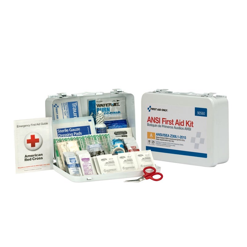 First Aid Only مجموعة الإسعافات الأولية 90560 بكميات كبيرة ANSI A لمجموعة الطوارئ لـ 25 شخص لمكتب المنزل والبناء 89 قطعة - Image 4