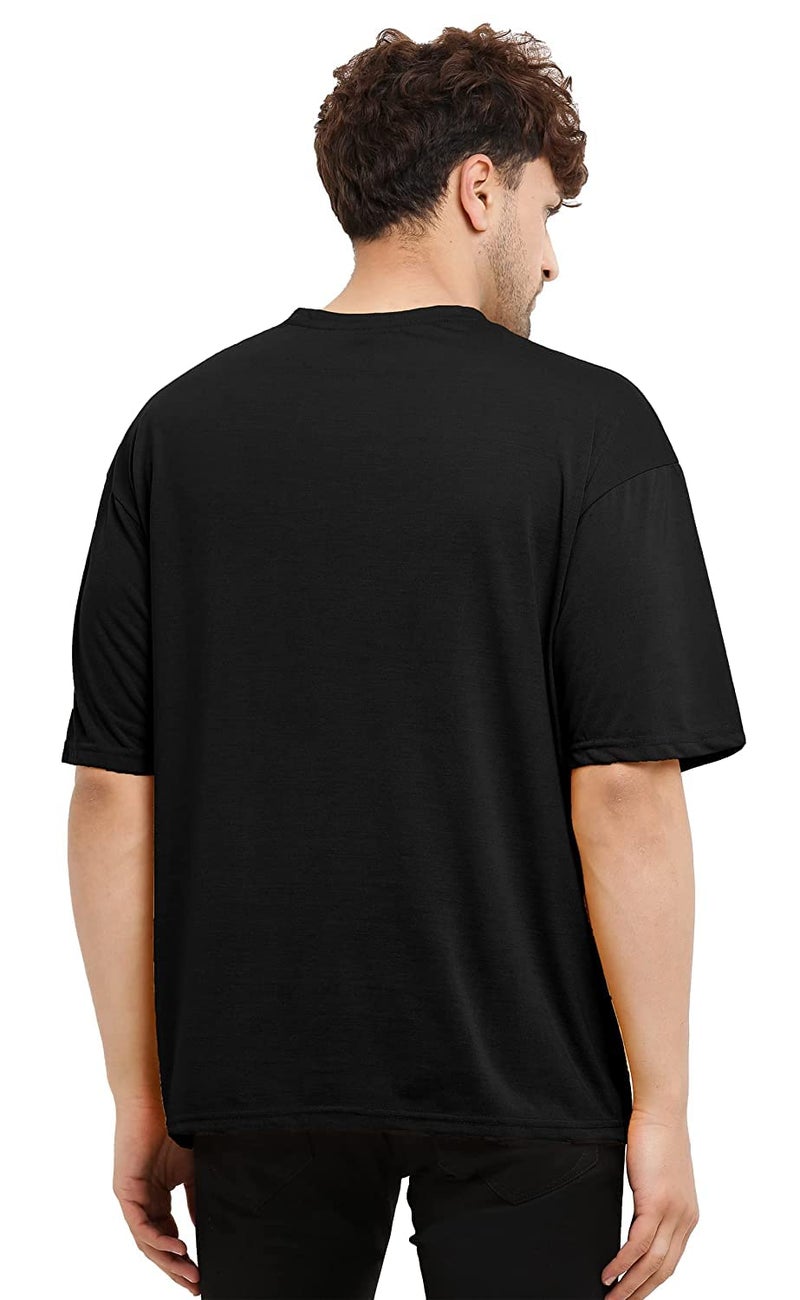 LEOTUDE Cotton Blend Men's Half Sleeve Round Neck Oversized Printed T-Shirt (FS49_Going_49_P_Black_XL) - Image 2