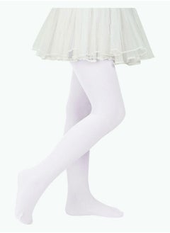 Perfectory School Uniform Tights for Girls Ballet Dance Footed Tight Ultra Soft-White  - Image 1
