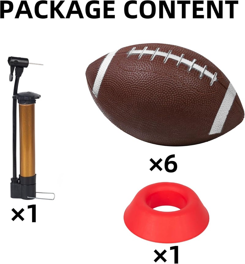 Nbguigdstr 6 Pack 8.3" Inflatable Footballs with Pump and Kicking Tee,Rubber Junior Soft Small Toddler and Mini Footballs, Playground Balls for Kids - Image 4