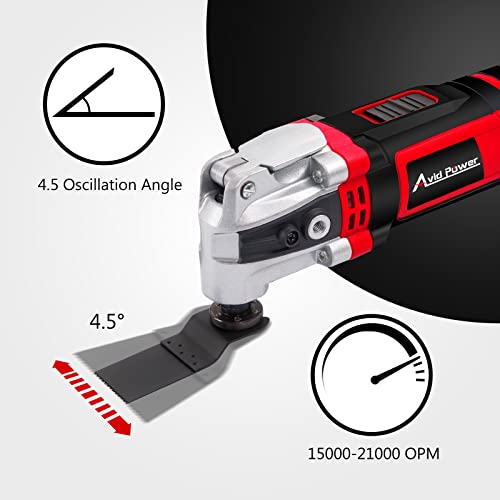 AVID POWER Oscillating Tool, 3.5-Amp Oscillating Multi Tool with 4.5° Oscillation Angle, 6 Variable Speeds and 13pcs Saw Accessories, Auxiliary Handle and Carrying Bag - Image 3
