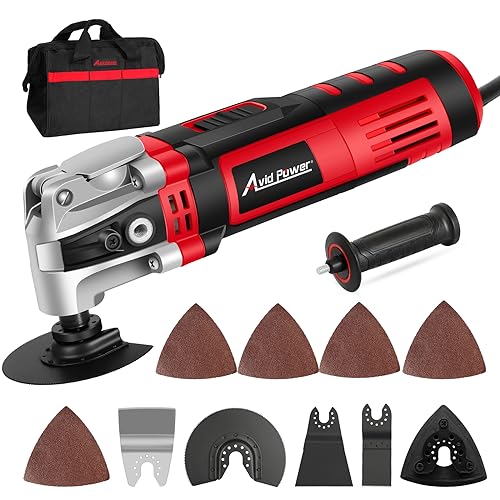 AVID POWER Oscillating Tool, 3.5-Amp Oscillating Multi Tool with 4.5° Oscillation Angle, 6 Variable Speeds and 13pcs Saw Accessories, Auxiliary Handle and Carrying Bag - Image 1