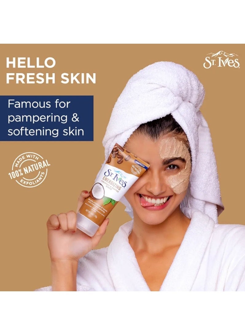 ST. Ives Face scrub for acne control, with coconut and coffee, reduces pores, prevents acne and blemishes, 100% natural scrubs, 6 ounces, 170 grams. - Image 2