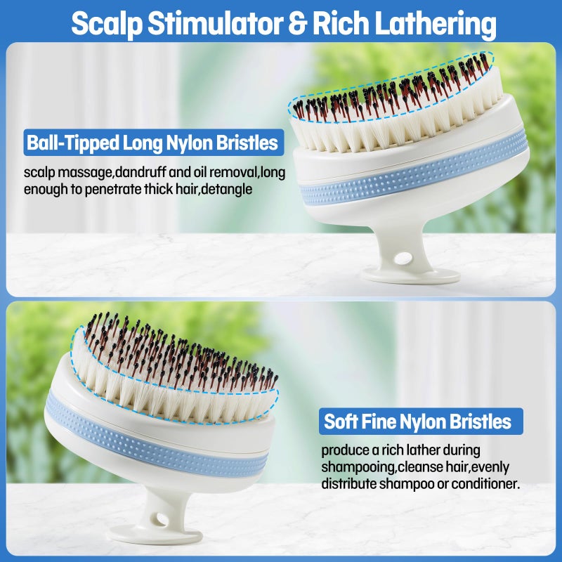 Wonsagain Scalp Massager with Double-Layer Bristles,Anti-Slip Rich-Lathering Hair Washing Shampoo Brush,Curved Scalp Scrubber with Better Head Fit for Dandruff Removal,Wet&Dry Use Scalp Stimulator. - Image 2