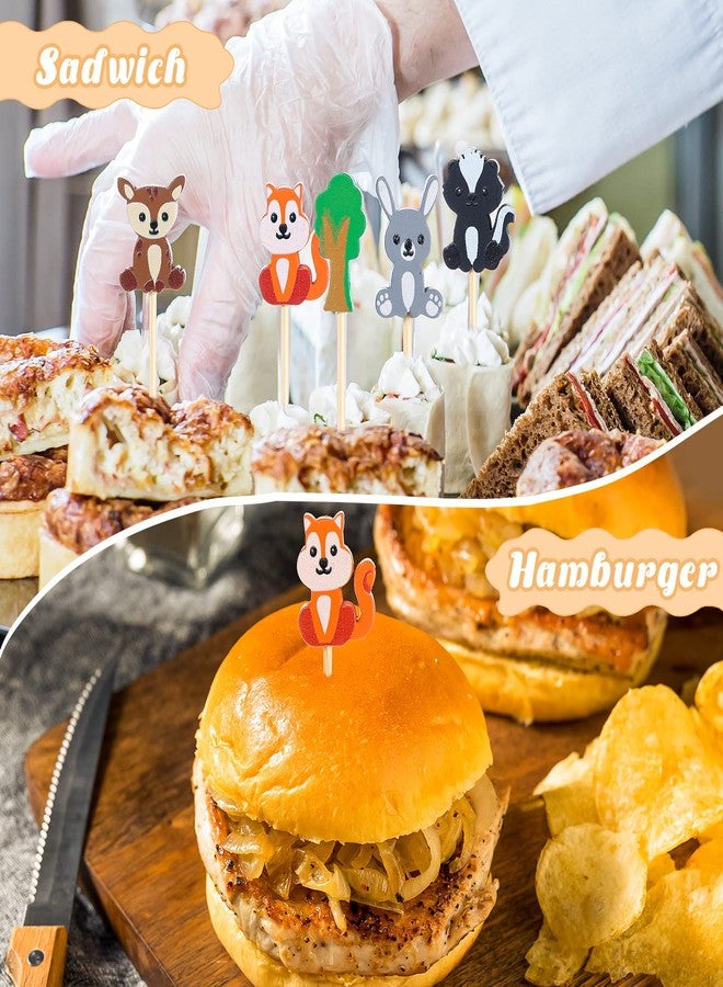 Meanplan Woodland Animal Cocktail Picks Safari Animal Cupcake Toppers Jungle Party Food Appetizers Toothpicks for Baby Shower Birthday Party Drink Fruit Dessert Decorations Supplies (100) - Image 4