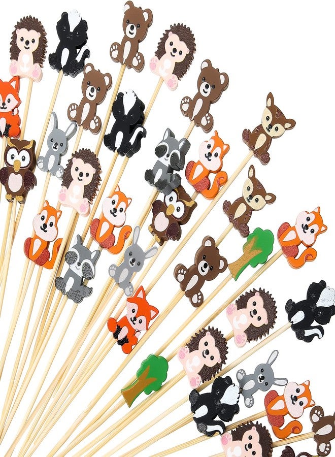 Meanplan Woodland Animal Cocktail Picks Safari Animal Cupcake Toppers Jungle Party Food Appetizers Toothpicks for Baby Shower Birthday Party Drink Fruit Dessert Decorations Supplies (100) - Image 1