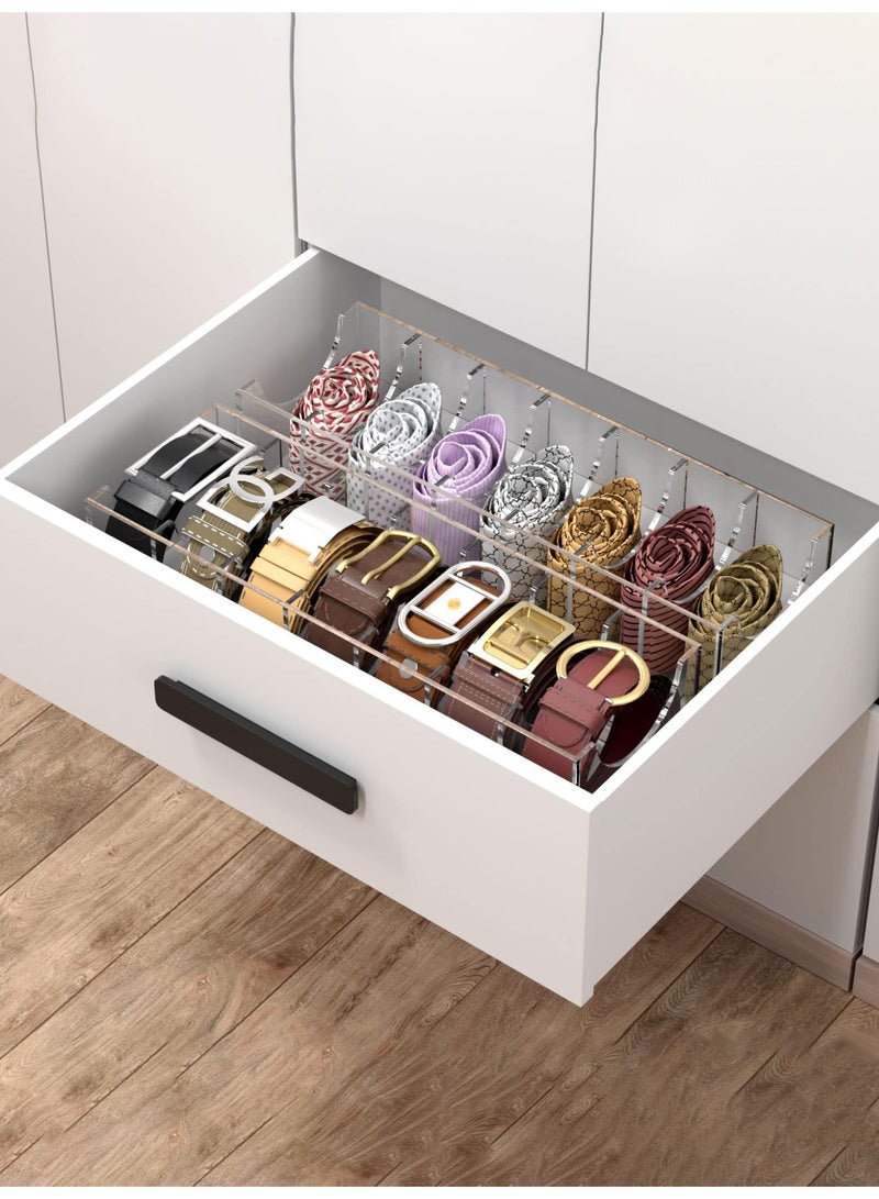 HOMESTAR Belt Organizer, Acrylic Belt Storage Holder for The Closet, 7 Compartments Display Case for Tie and Bow Tie - Image 2