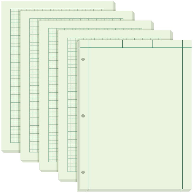 Seajan 5 Pcs Engineering Paper Notebook Engineering Computation Pad 8.5 x 11 Inches Engineer Graph Paper Notepad, 5 Squares Per Inch 3 Hole Punched Computation Pad, 100 Sheets/pack (Yellow) - Image 1