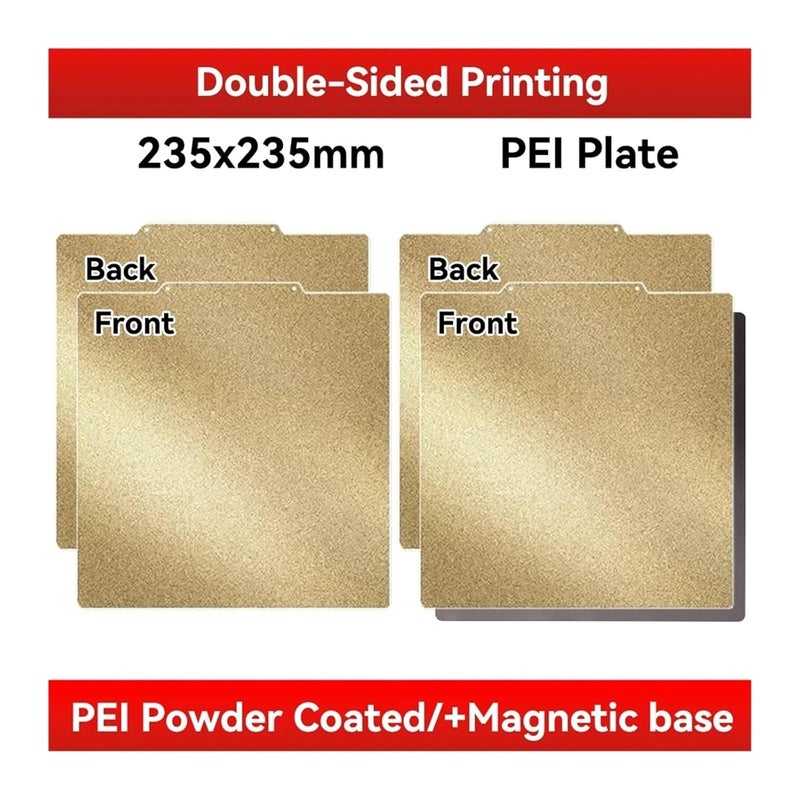 لوحة بناء مغناطيسية من فولاذ الربيع PEI مقاس 235x235 مم لطابعة CR ثلاثية الأبعاد، 2 قطعة ميكس - Image 5