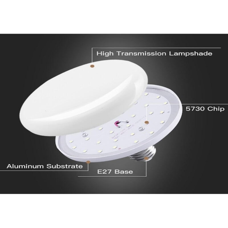 LED UFO light E27 screw base, household bedroom eye-protection bulb, energy-saving, ultra-bright indoor lighting, 50w, 2pcs - Image 1