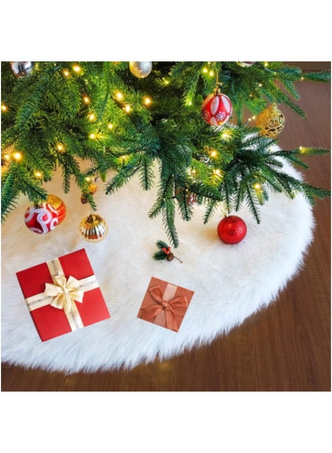 GGEROU Tree Skirt, 3cm Long White Faux Fur Tree Mat 120cm - Image 1