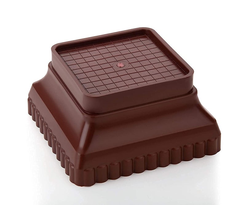 Kitchenwell Multi-Purpose 4 Pieces Step Square Plastic Stand,Foot and Stand for Almirah, Wardrobe, Refrigerator, Sofa, Sleeping Bed, Dinning Table and Dressing Table(Brown, Step Square -Set of 4) - Image 2