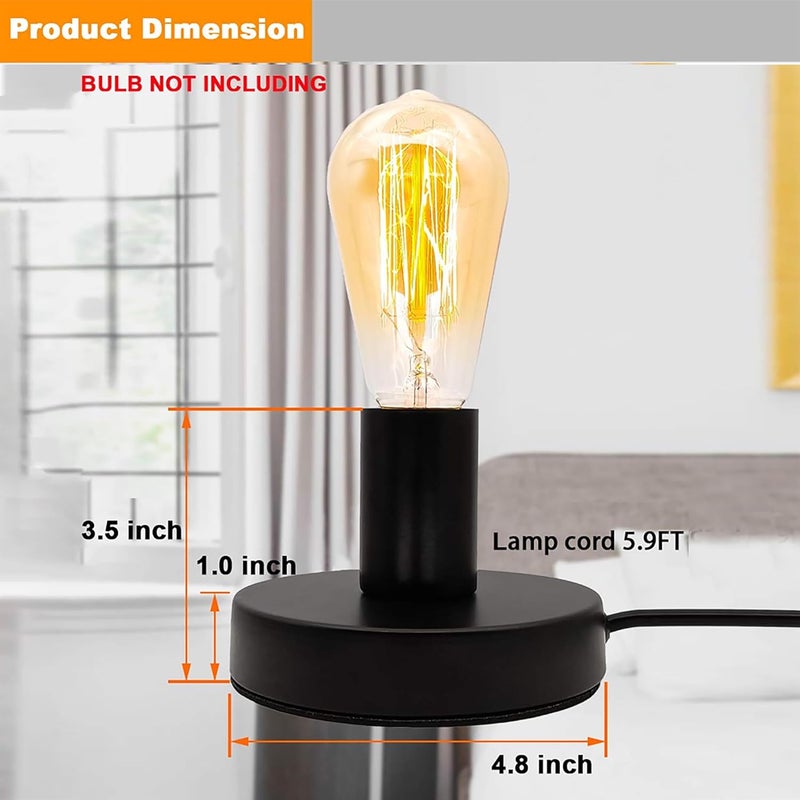 Decorcity Decorcity Polished Metal Desktop Lamp Base E26 E27 Screw Light Bulb Holder Base Light Sockets Base Light Bulb Base Lamp Replacement Base for Holding Bulb 6 Feet Cord Black Pack of 2  - Image 5