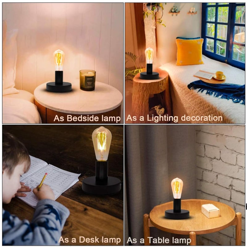 Decorcity Decorcity Polished Metal Desktop Lamp Base E26 E27 Screw Light Bulb Holder Base Light Sockets Base Light Bulb Base Lamp Replacement Base for Holding Bulb 6 Feet Cord Black Pack of 2  - Image 4