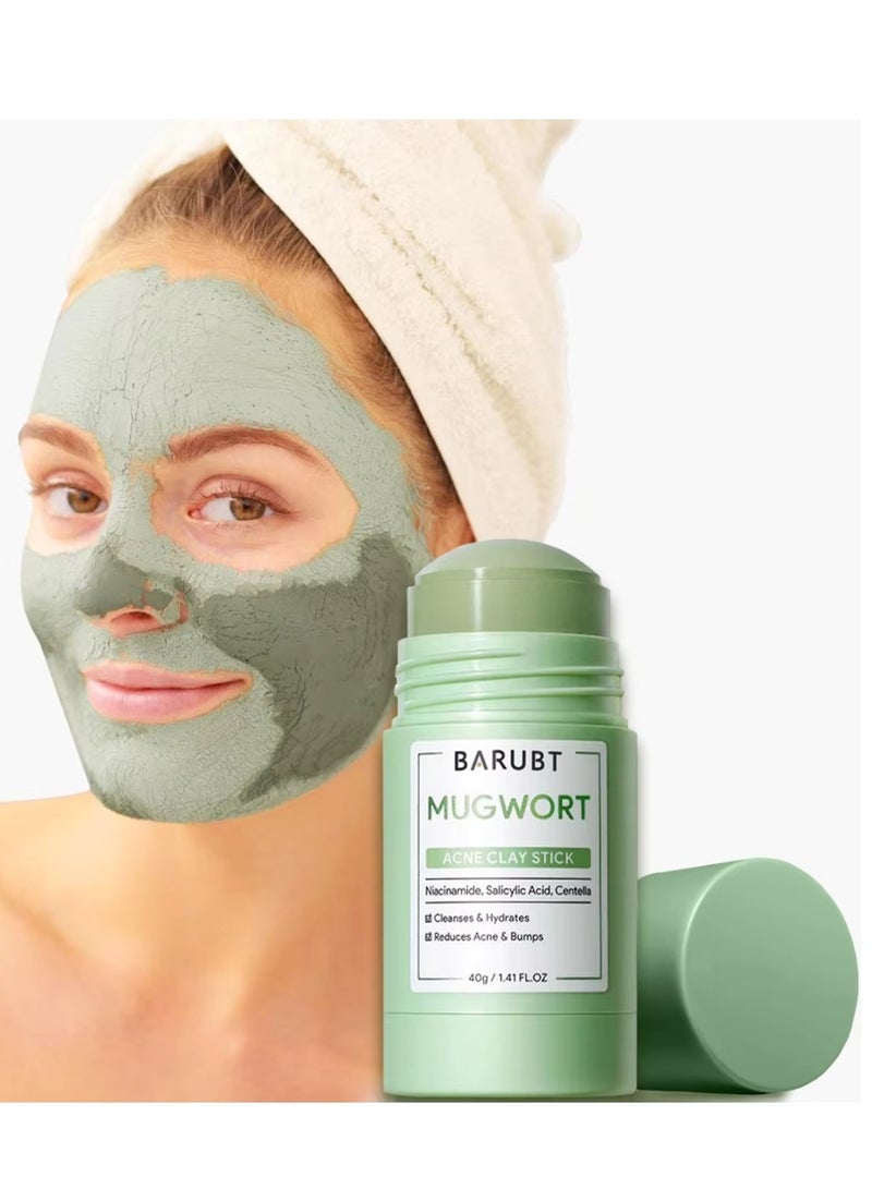 BARUBT Mugwort Acne Clay Stick 40G Mugwort Acne Clay Mask Cleanses Moisturizing Face Mask Reduce Acne Pimples Bumps Blackhead Remover Minimize Pores Clay Balm Face Mud Mask with Niacinamide Salicylic Acid & Centella - Image 2