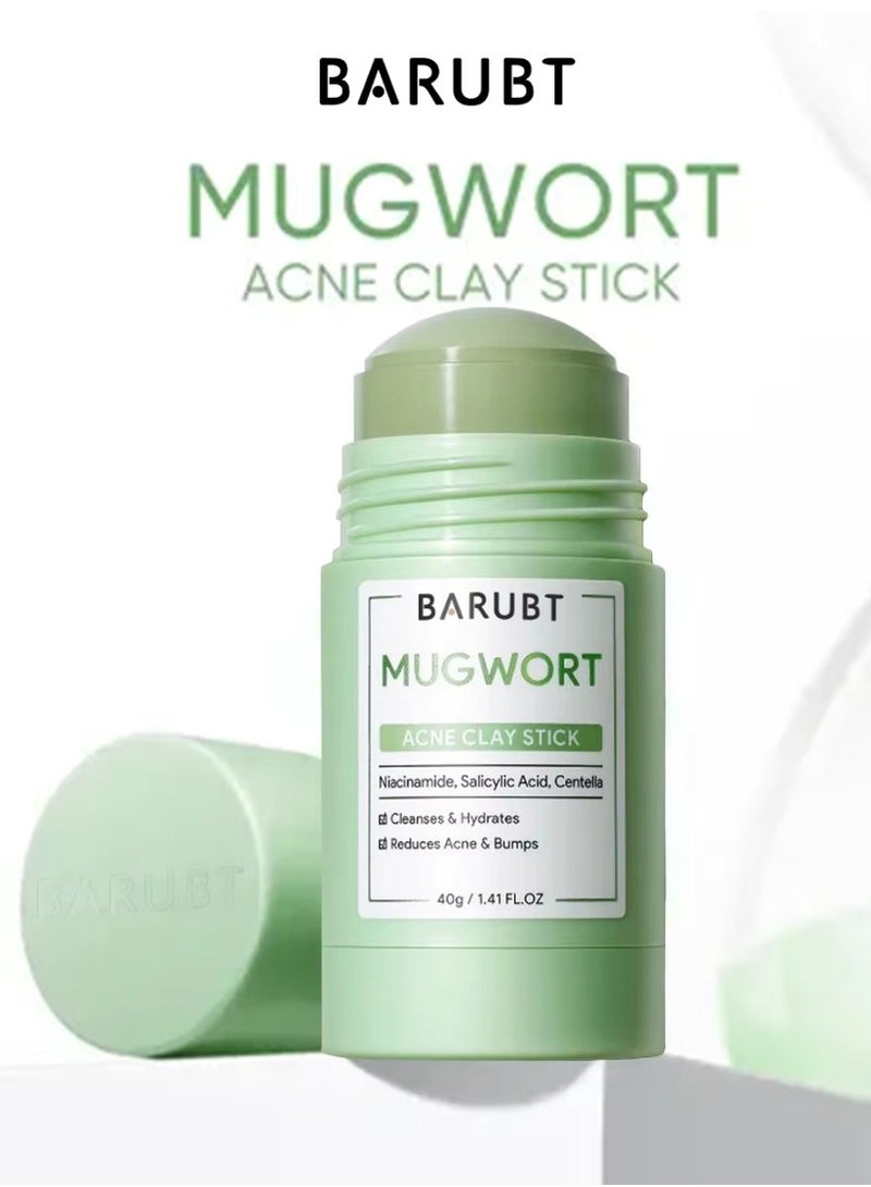 BARUBT Mugwort Acne Clay Stick 40G Mugwort Acne Clay Mask Cleanses Moisturizing Face Mask Reduce Acne Pimples Bumps Blackhead Remover Minimize Pores Clay Balm Face Mud Mask with Niacinamide Salicylic Acid & Centella - Image 3