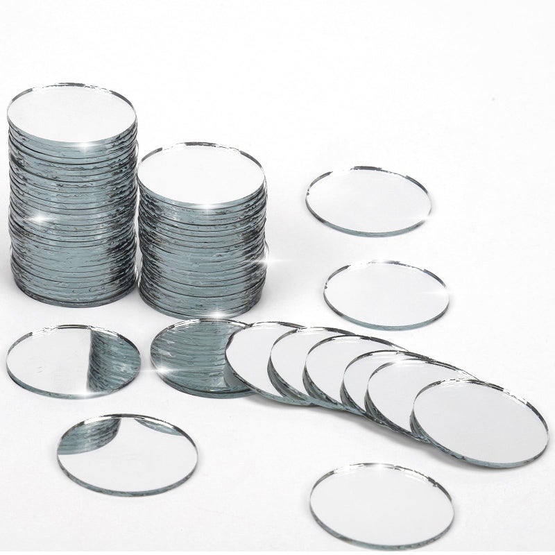 fuceury 60 Pieces Small Circle Craft Mirror 2 Inch Mini Mosaic Mirror Tiles Round Decorative Glass Mirror for DIY Crafts - Image 2