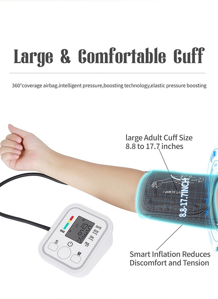 ABJ - Upper Arm Blood Pressure Monitor – Digital BP Machine with LED Display, One-Touch Operation, Adjustable Cuff, Dual-User Memory, Irregular Heartbeat Detection for Home Use - Image 1