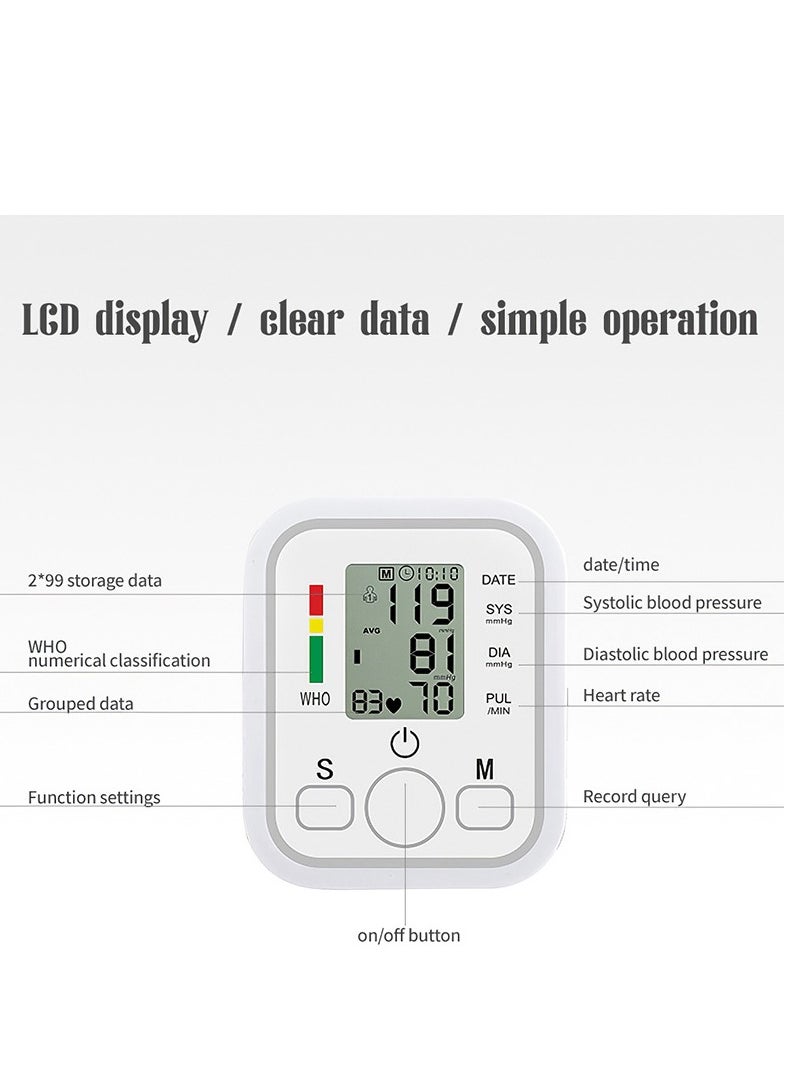 ABJ - Upper Arm Blood Pressure Monitor – Digital BP Machine with LED Display, One-Touch Operation, Adjustable Cuff, Dual-User Memory, Irregular Heartbeat Detection for Home Use - Image 1