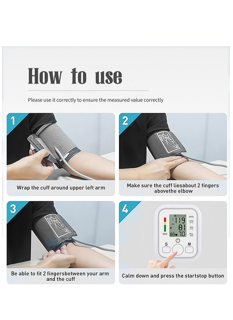 ABJ - Upper Arm Blood Pressure Monitor – Digital BP Machine with LED Display, One-Touch Operation, Adjustable Cuff, Dual-User Memory, Irregular Heartbeat Detection for Home Use - Image 1