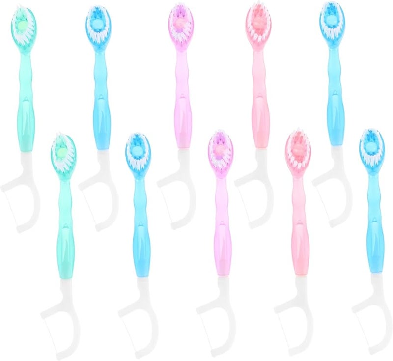 Didiseaon 10pcs Mini Disposable Toothbrush with Floss Travel Soft Bristle Oral Care for Business Trips Outdoor Activities - Image 1