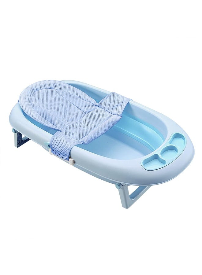 RUIXIA Universal Adjustable Baby Bath Tube Support Mesh Net Soft Breathable Infants Shower Pad 4-Points Anti-Slip Bathtub Seat with Sponge Cushion for Toddlers Age 0-36 Months, Blue, One Size - Image 2