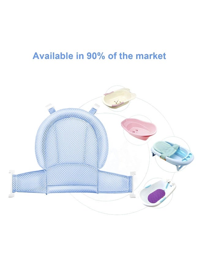 RUIXIA Universal Adjustable Baby Bath Tube Support Mesh Net Soft Breathable Infants Shower Pad 4-Points Anti-Slip Bathtub Seat with Sponge Cushion for Toddlers Age 0-36 Months, Blue, One Size - Image 5