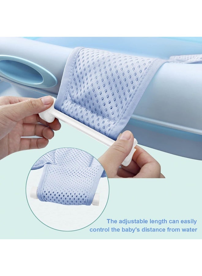 RUIXIA Universal Adjustable Baby Bath Tube Support Mesh Net Soft Breathable Infants Shower Pad 4-Points Anti-Slip Bathtub Seat with Sponge Cushion for Toddlers Age 0-36 Months, Blue, One Size - Image 4