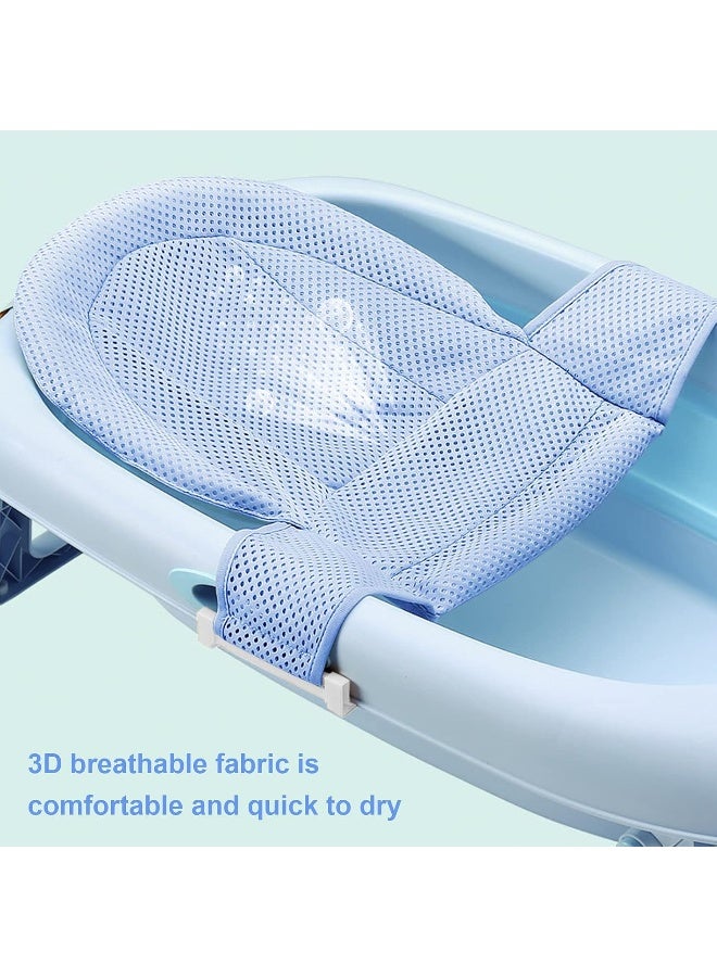 RUIXIA Universal Adjustable Baby Bath Tube Support Mesh Net Soft Breathable Infants Shower Pad 4-Points Anti-Slip Bathtub Seat with Sponge Cushion for Toddlers Age 0-36 Months, Blue, One Size - Image 3