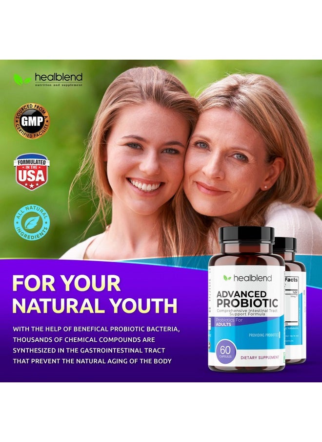 Advanced Probiotic Caps With De111 Bacillus Subtilis 7 Strains Probiotic Blends: Natural Intestinal Tract Support 115 Billion Cfu 60 Veg Caps