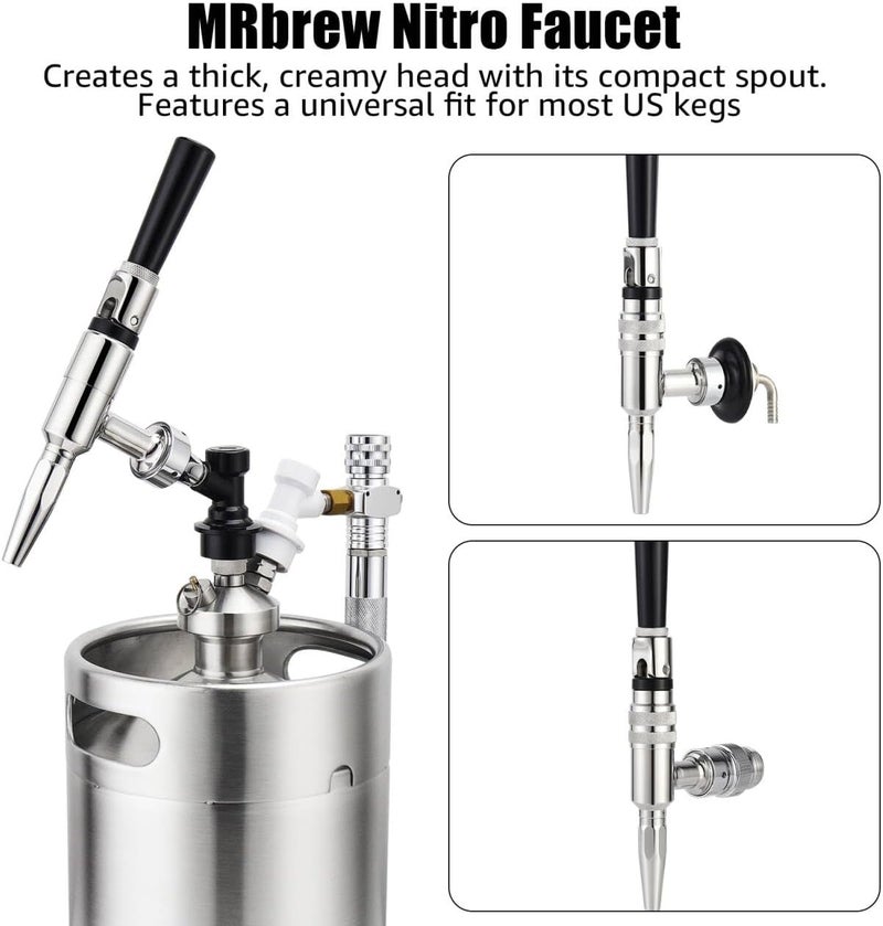 MRbrew Stout Beer Coffee Faucet – 304 Stainless Steel Keg Beer Tap for Cold Brew Coffee & Nitro Beer, Beer Faucet Homebrew Kegerator Tower Tap with Standard Black Plastic Tap Handle - Image 2