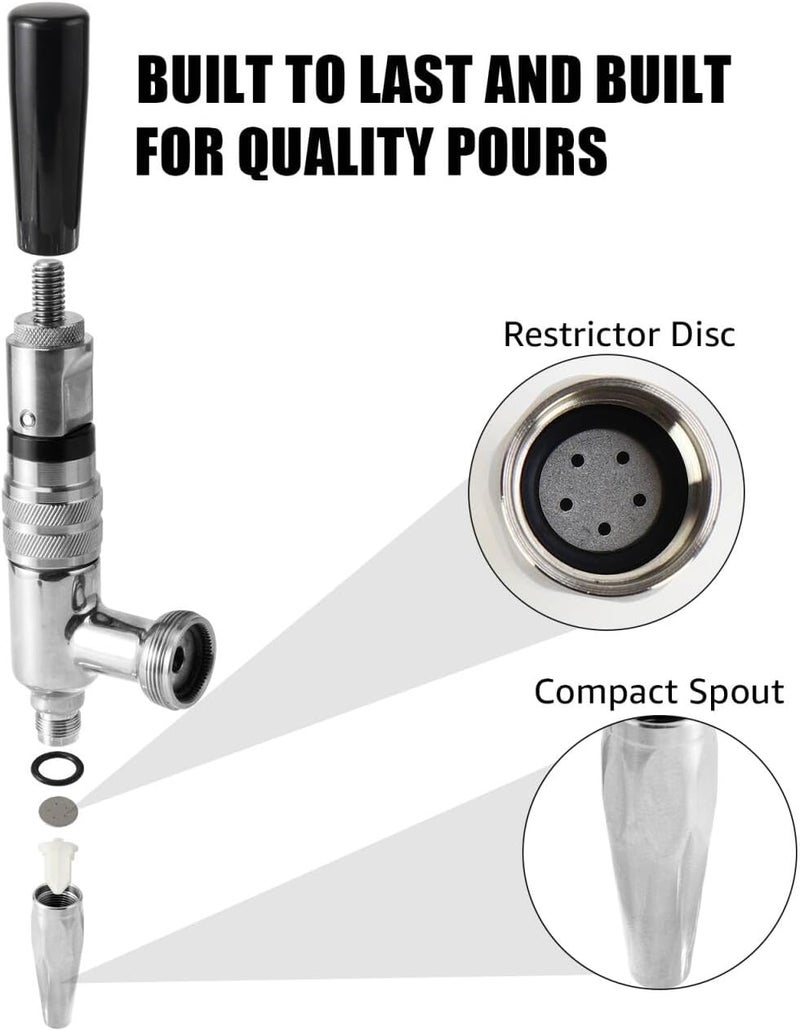 MRbrew Stout Beer Coffee Faucet – 304 Stainless Steel Keg Beer Tap for Cold Brew Coffee & Nitro Beer, Beer Faucet Homebrew Kegerator Tower Tap with Standard Black Plastic Tap Handle - Image 3