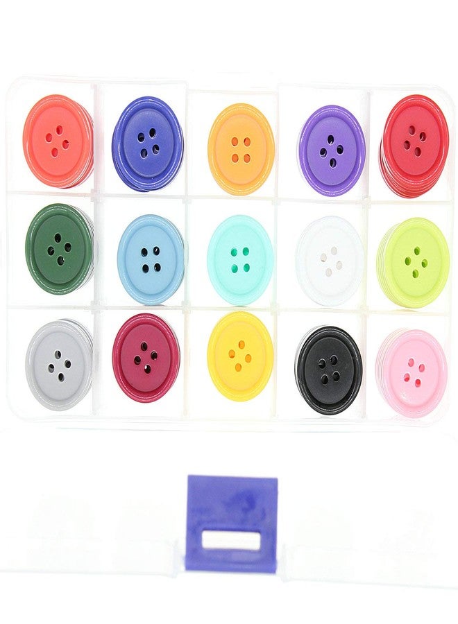 SHUNLI 15 Colors Sewing Resin Buttons 1 Inch(25mm) Multicolored Buttons for DIY Sewing Crafts,Pack of 90 with Box (Each Color 6 pcs) SHUNLI - Image 2