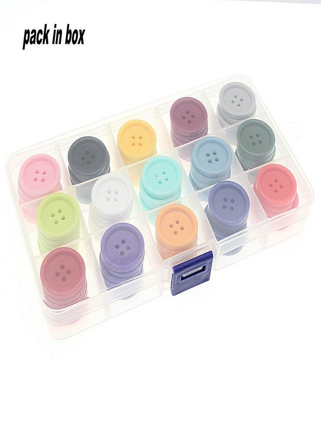SHUNLI 15 Colors Sewing Resin Buttons 1 Inch(25mm) Multicolored Buttons for DIY Sewing Crafts,Pack of 90 with Box (Each Color 6 pcs) SHUNLI - Image 5