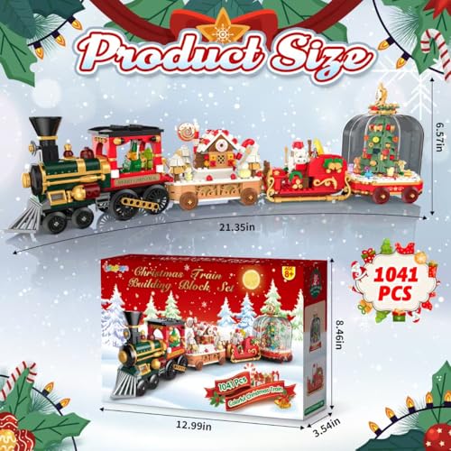 Letapapa Christmas Train Building Blocks Set Trian Model Building Toy Collectible Holiday Block Sets for Boys Girls Home Decor for Adult Boys Girls Kids Aged 81041 PCS - Image 5
