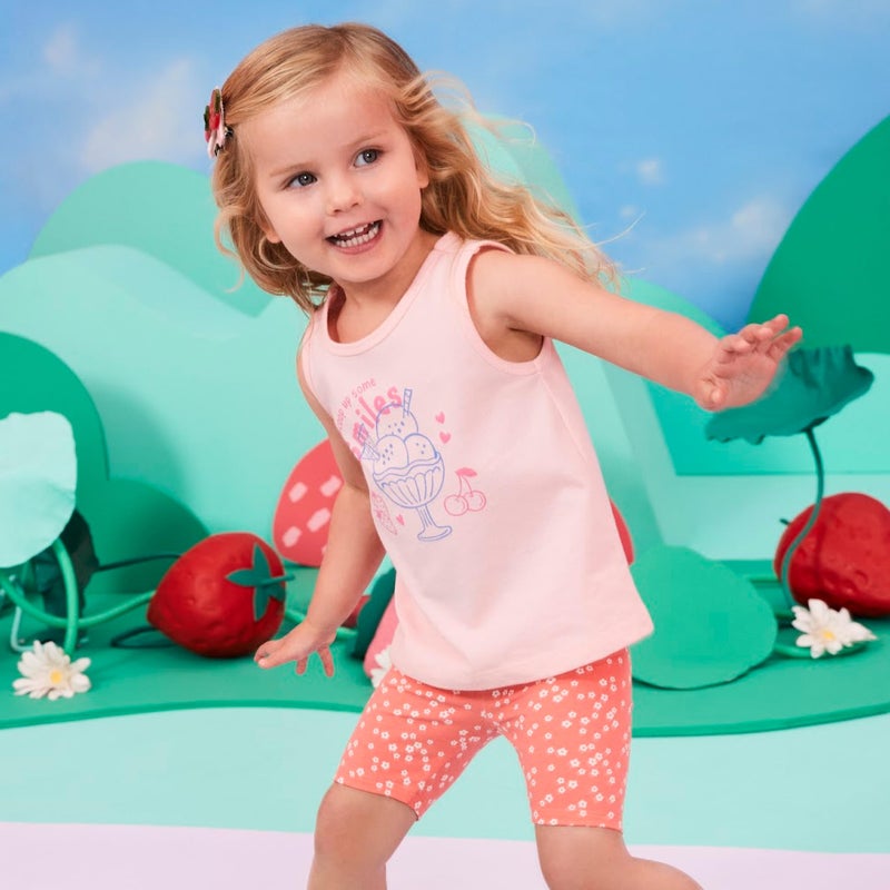 Garanimals Baby & Toddler Girl Ditzy Floral Print Biker Shorts - Machine-Washable Kid's Clothes - Size 3T - Blue, Pink, Purple - 5 Pack - Image 2