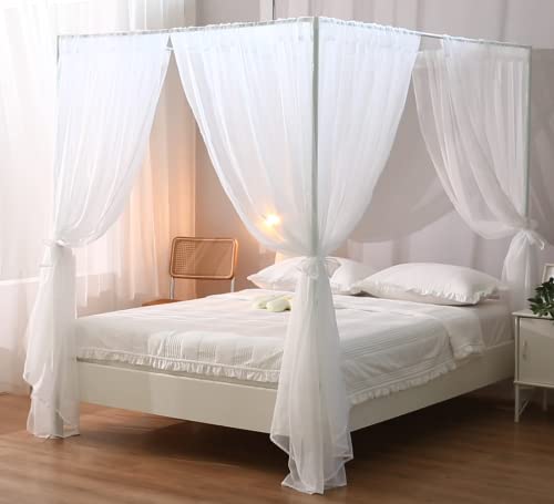 WANFASO White Canopy Bed Curtain for Queen Bed, Soft Bed Canopy Scarf for Girls Adults (Full/Queen, White) - Image 1