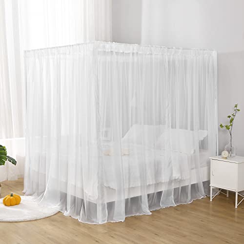 WANFASO White Canopy Bed Curtain for Queen Bed, Soft Bed Canopy Scarf for Girls Adults (Full/Queen, White) - Image 3