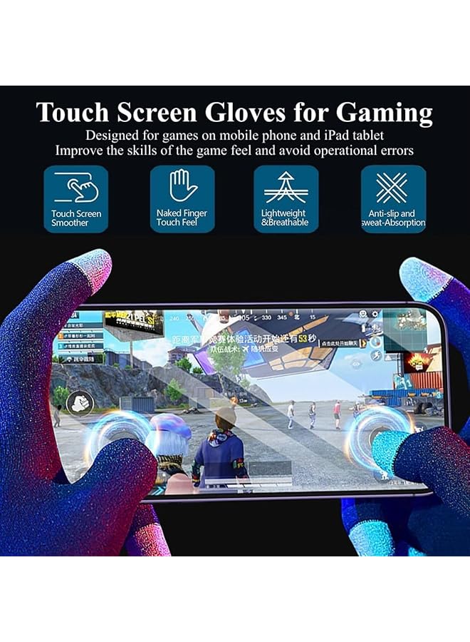 Qqej Anti Sweat Breathable Touch Gaming Gloves Set Silver Fiber Material For Mobile Game Controllers And Phone Games Pubg 4 Pairs - Image 2